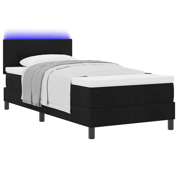 vidaXL Κρεβάτι με ελατήρια με στρώμα Μαύρο 80 x 200 cm ύφασμα