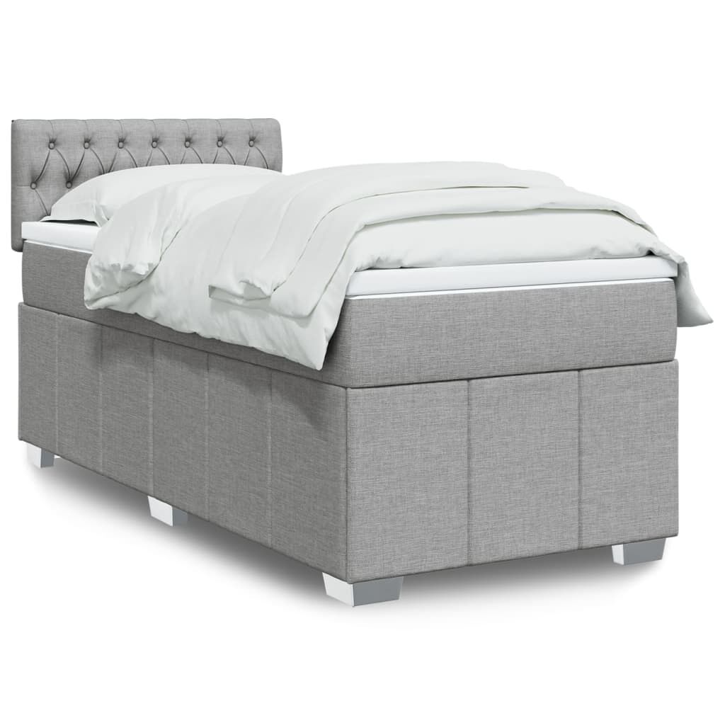 vidaXL Κρεβάτι Boxspring με Στρώμα Ανοιχτό Γκρι 80x200 εκ. Υφασμάτινο