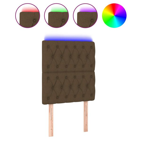 vidaXL Κεφαλάρι Κρεβατιού LED Σκούρο Καφέ 80x7x118/128εκ. Υφασμάτινο