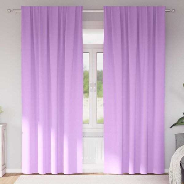 vidaXL Κουρτίνες με κουρτίνες 2 pcs Μοβ 260 x 140 εκ. Πολυεστέρας