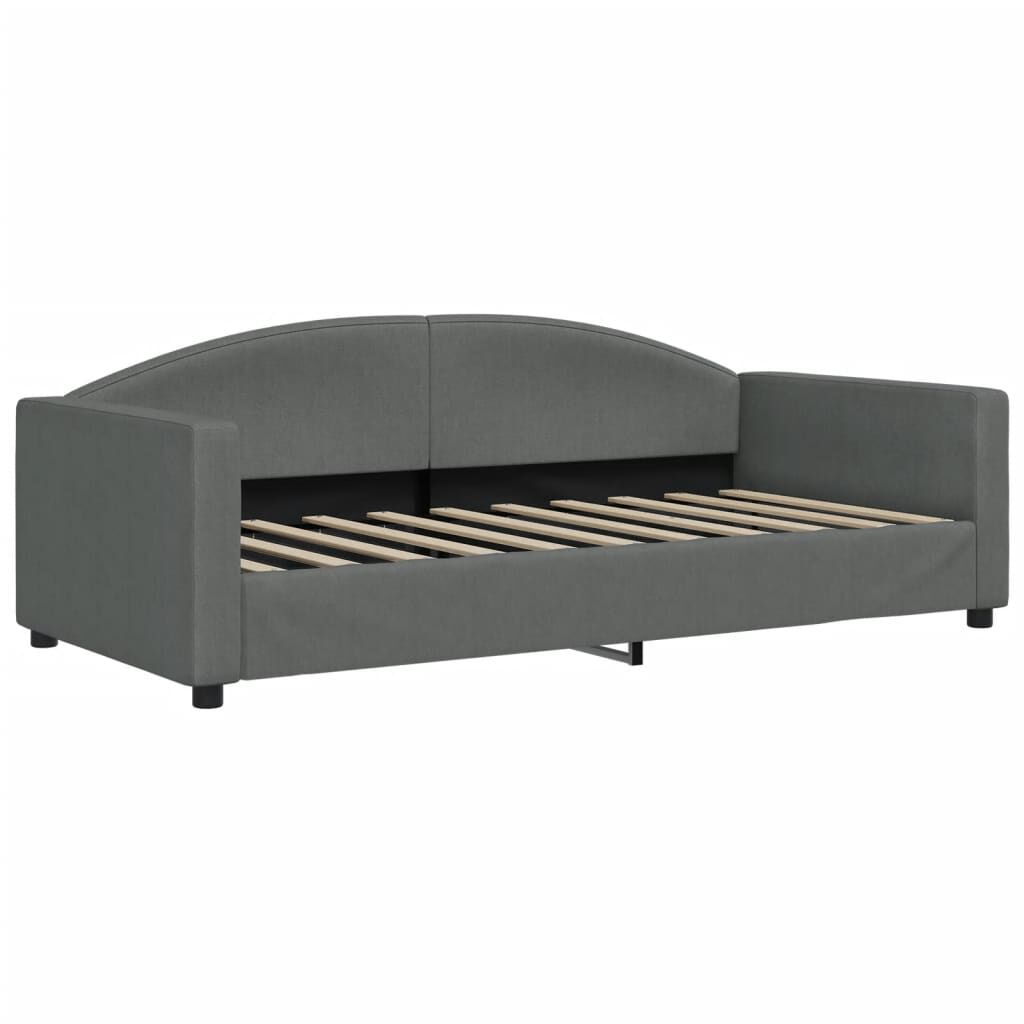 vidaXL Καναπές Κρεβάτι Συρόμενος Σκούρο Γκρι 90x190 εκ Ύφασμα Συρτάρια