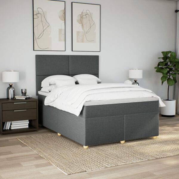 vidaXL &Kappa;&rho;&epsilon;&beta;ά&tau;&iota; Boxspring &mu;&epsilon; &Sigma;&tau;&rho;ώ&mu;&alpha; &Sigma;&kappa;&omicron;ύ&rho;&omicron; &Gamma;&kappa;&rho;&iota; 160x200 &epsilon;&kappa; &Upsilon;&phi;&alpha;&sigma;&mu;ά&tau;&iota;&nu;&omicron;