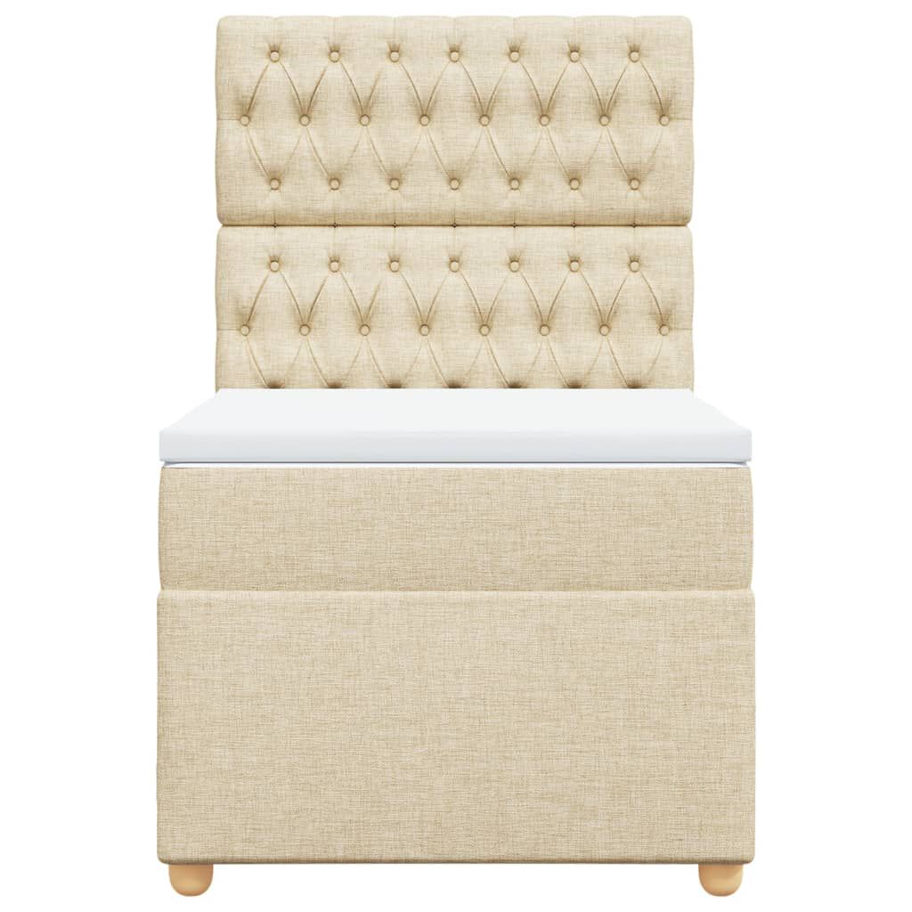 vidaXL Κρεβάτι Boxspring με Στρώμα Κρεμ 80 x 200 εκ. Υφασμάτινο