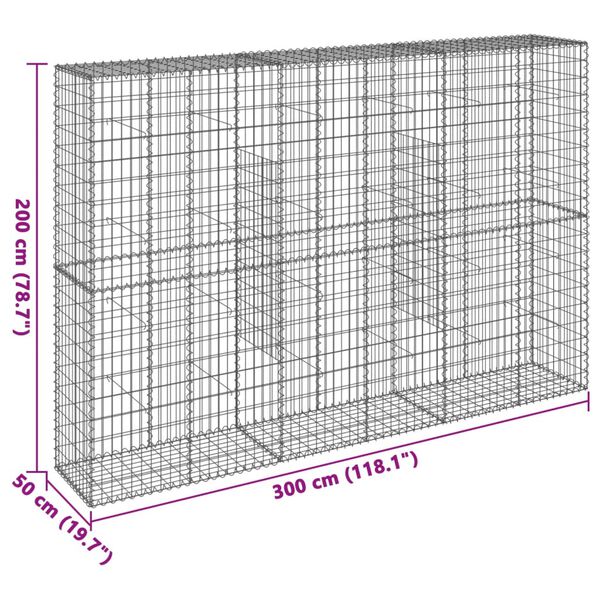 vidaXL Συρματοκιβώτιο με Κάλυμμα 300x50x200εκ. από Γαλβανισμένο Χάλυβα