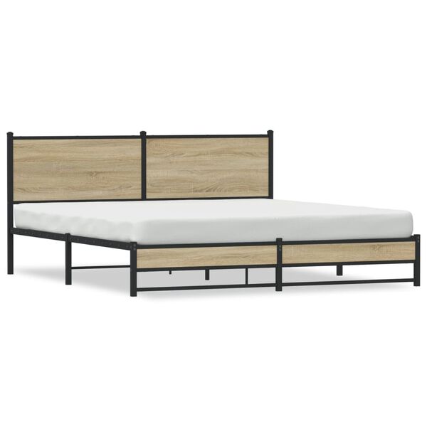 vidaXL Σκελετός Κρεβ. Χωρίς Στρώμα Sonoma Δρυς 160x200 εκ. Μεταλλικό