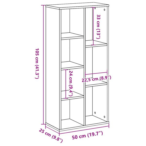 vidaXL Βιβλιοθήκη Καφέ Δρυς 50x25x105 εκ. από Επεξεργασμένο Ξύλο