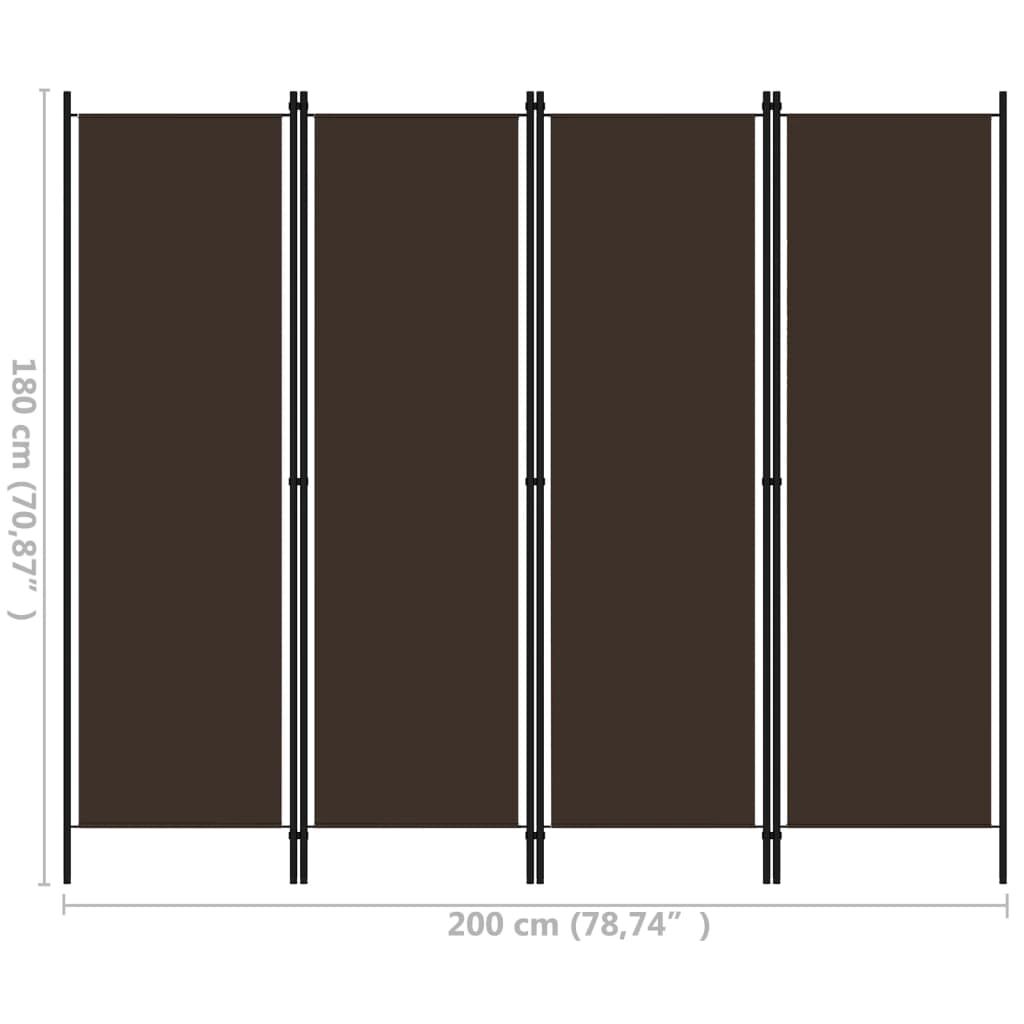 vidaXL Διαχωριστικό Δωματίου με 4 Πάνελ Καφέ 200 x 180 εκ.