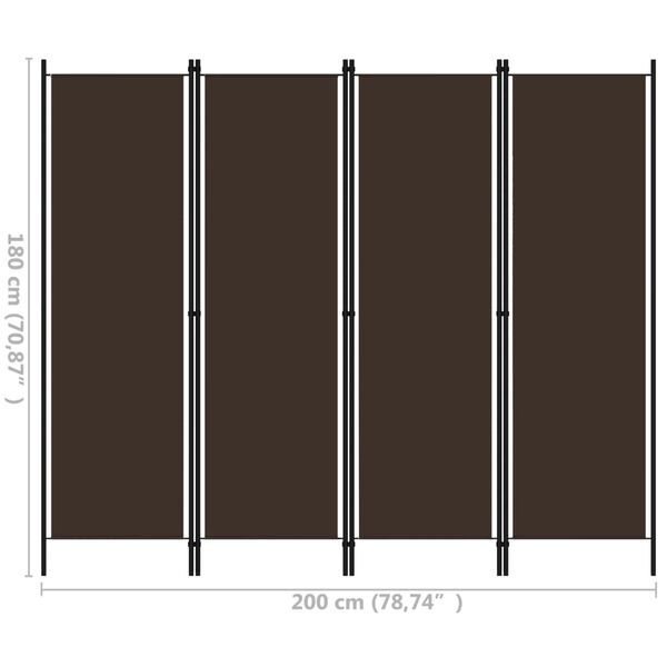vidaXL Διαχωριστικό Δωματίου με 4 Πάνελ Καφέ 200 x 180 εκ.