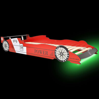 vidaXL Κρεβάτι Παιδικό Αγωνιστικό Αυτοκίνητο με LED Κόκκινο 90x200 εκ.