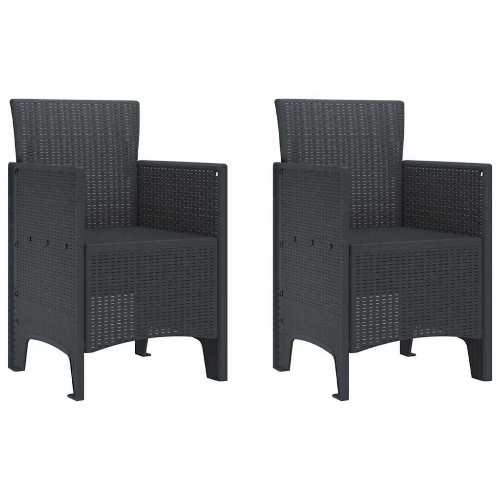 vidaXL Καρέκλα Κήπου 2 pcs Ανθρακί 53 x 49 x 85 εκ. PP