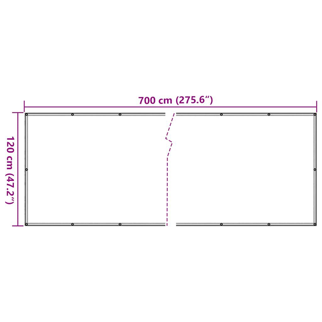 vidaXL Περίφραξη Μπαλκονιού Σχέδιο Ledge Stone Γκρι 700x120 εκ. PVC