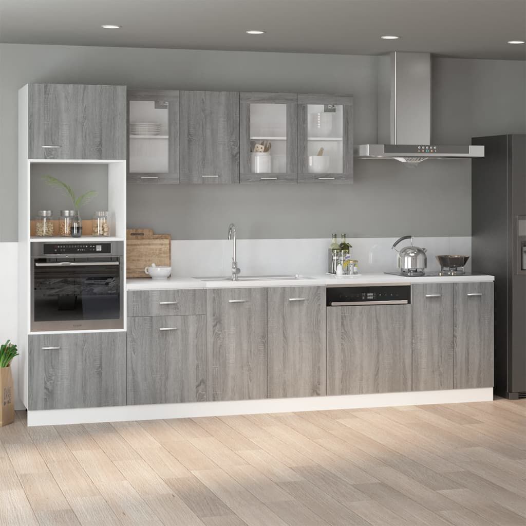 vidaXL Κρεμαστό Ντουλάπι Γυάλινο Lyon Γκρι Sonoma 80x31x60εκ.