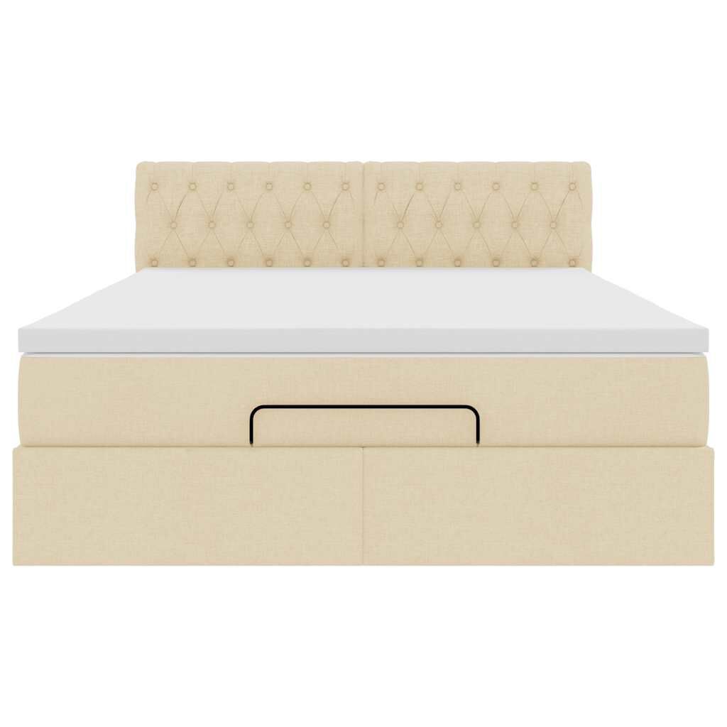 vidaXL Οθωμανικό κρεβάτι με στρώμα Cream 140x190cm ύφασμα