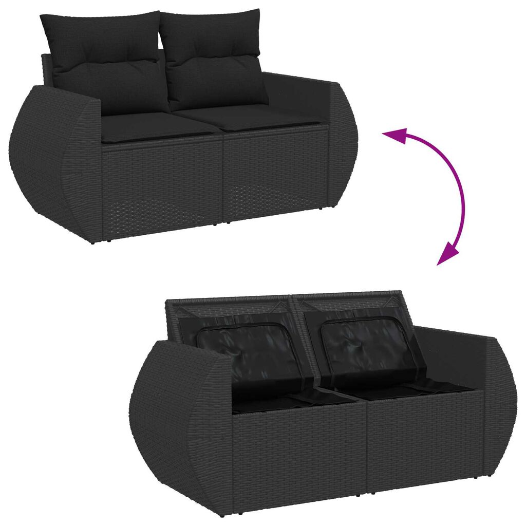 vidaXL Σετ Καναπέ Κήπου με μαξιλάρι 13 pcs Μαύρο 80 x 80 x 71 cm