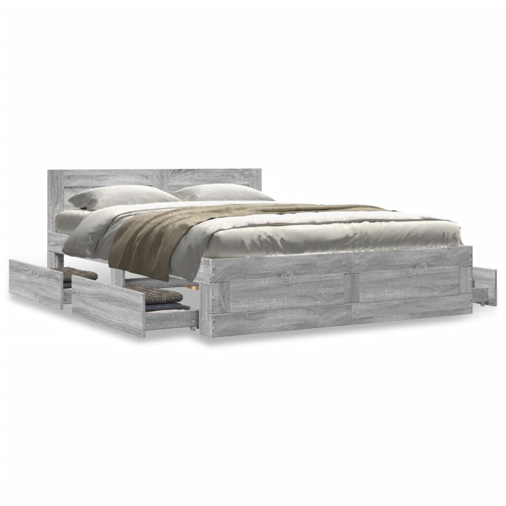 vidaXL Πλαίσιο Κρεβατιού με Κεφαλάρι Γκρι Sonoma 120x200εκ. Επεξ. Ξύλο