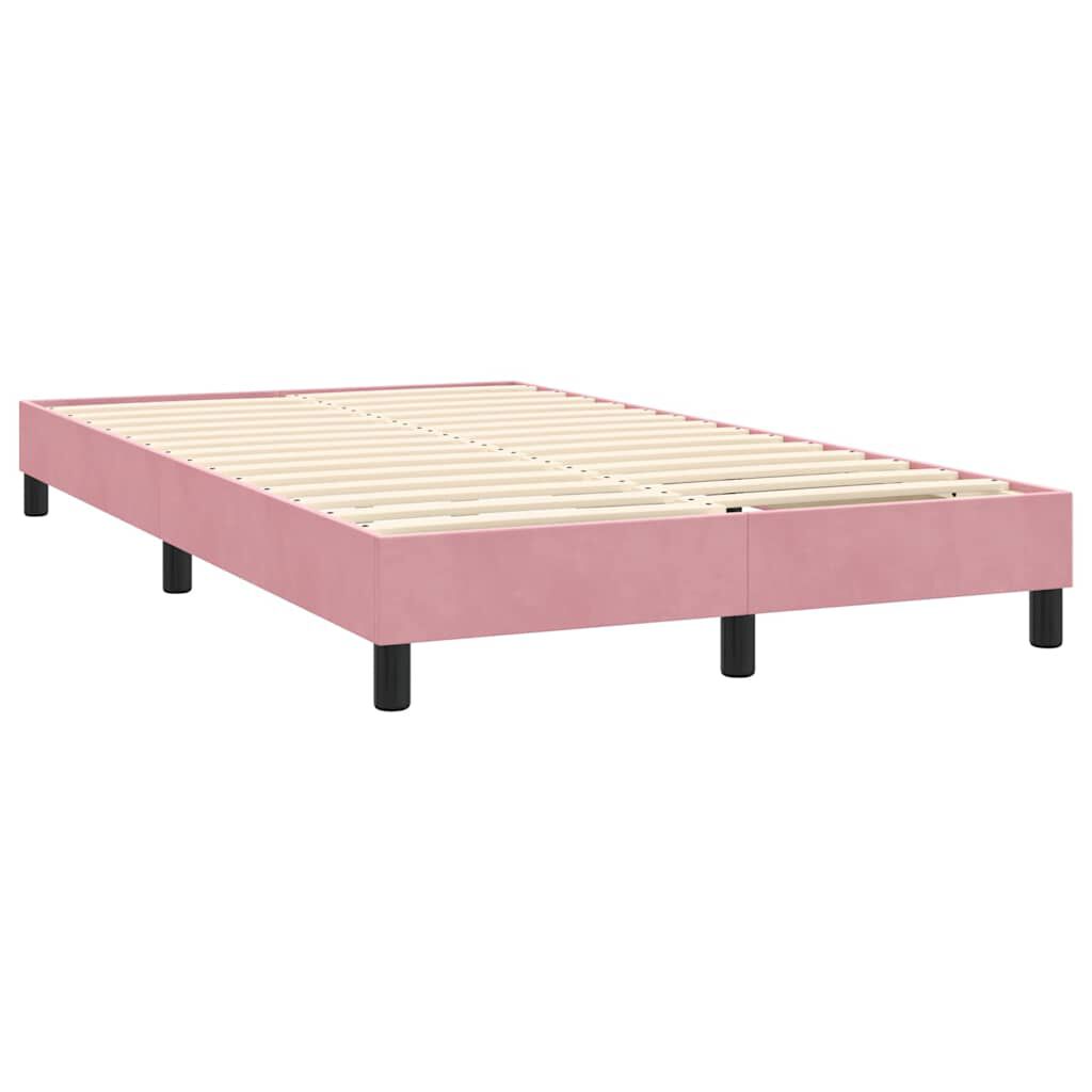 vidaXL Box Spring κρεβάτι με στρώμα ροζ 120x220 cm Βελούδινο