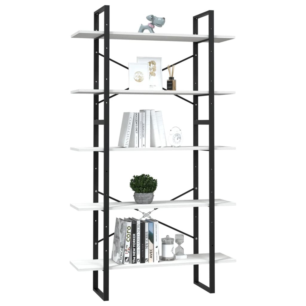 vidaXL Βιβλιοθήκη με 5 Ράφια Λευκή 100 x 30 x 175 εκ από Ξύλο Πεύκου