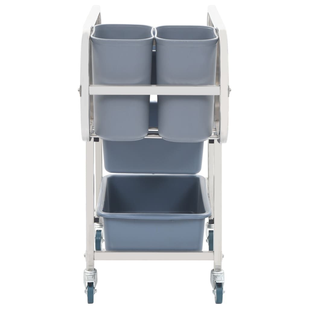 vidaXL Καρότσι Κουζίνας 82 x 43,5 x 93 εκ. με Πλαστικά Δοχεία