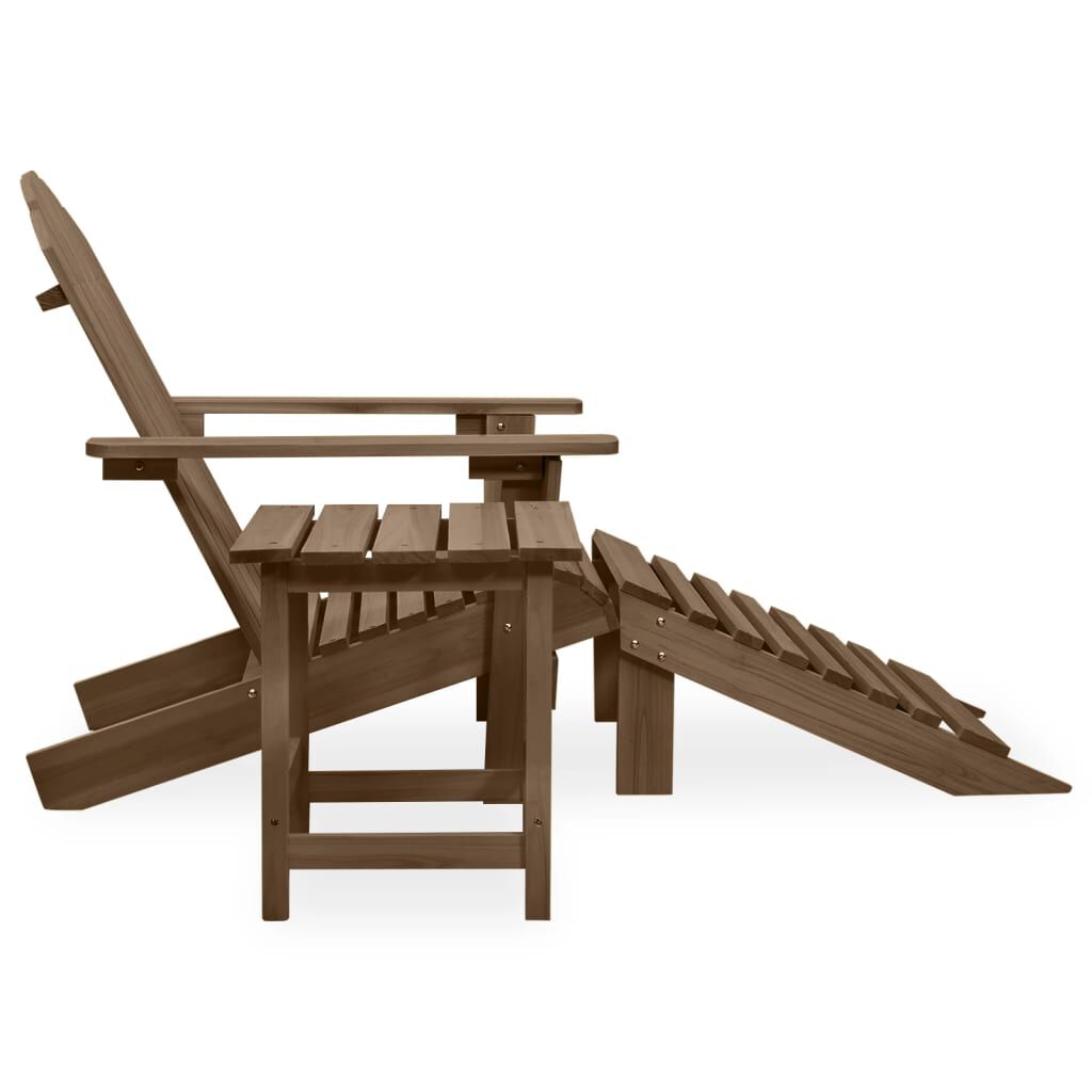 vidaXL Καρέκλα Κήπου Adirondack Καφέ με Ottoman & Τραπέζι Ξύλο Ελάτης