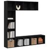 vidaXL Βιβλιοθήκη 3 pcs Μαύρη Οξυά 36 x 30 x 143 cm Επεξεργασμένο ξύλο