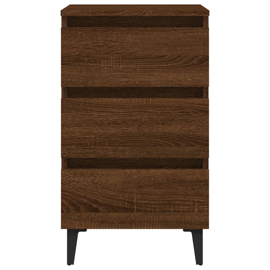 vidaXL Κομοδίνα 2 τεμ. Καφέ Δρυς 40 x 35 x 69 εκ. με Μεταλλικά Πόδια