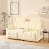 vidaXL Πολυθρόνα Μασάζ Διθέσια με Ποτηροθήκη Ανακλ. Κρεμ Συνθ. Δέρμα