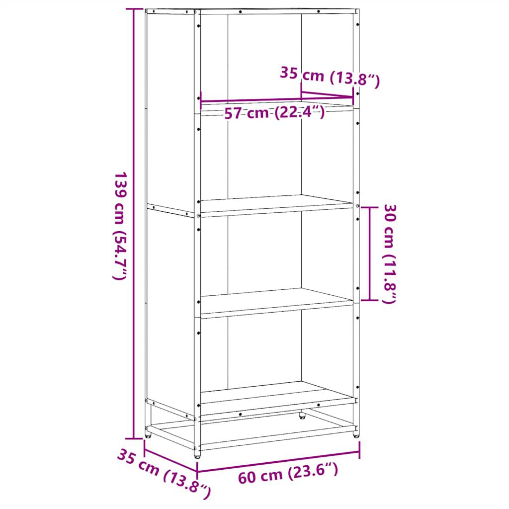 vidaXL Βιβλιοθήκη καφέ δρυς 60x35x139 cm Ξύλινη κατασκευή