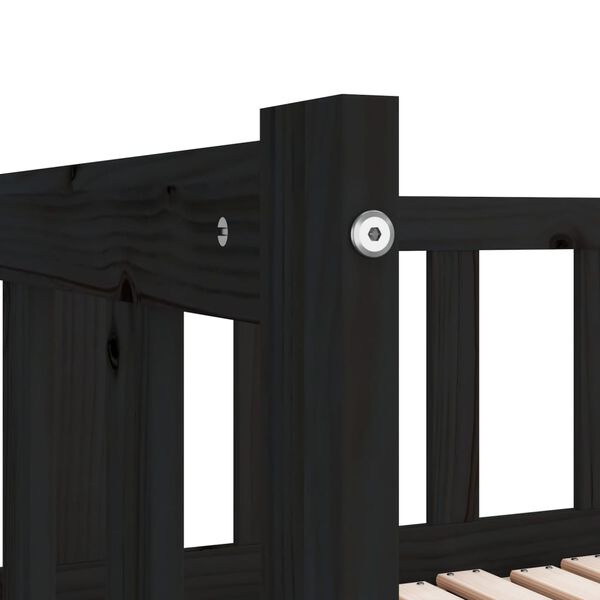 vidaXL Καναπές Κρεβάτι Συρόμενος Μαύρος 90 x 200 εκ. Μασίφ Ξύλο Πεύκου