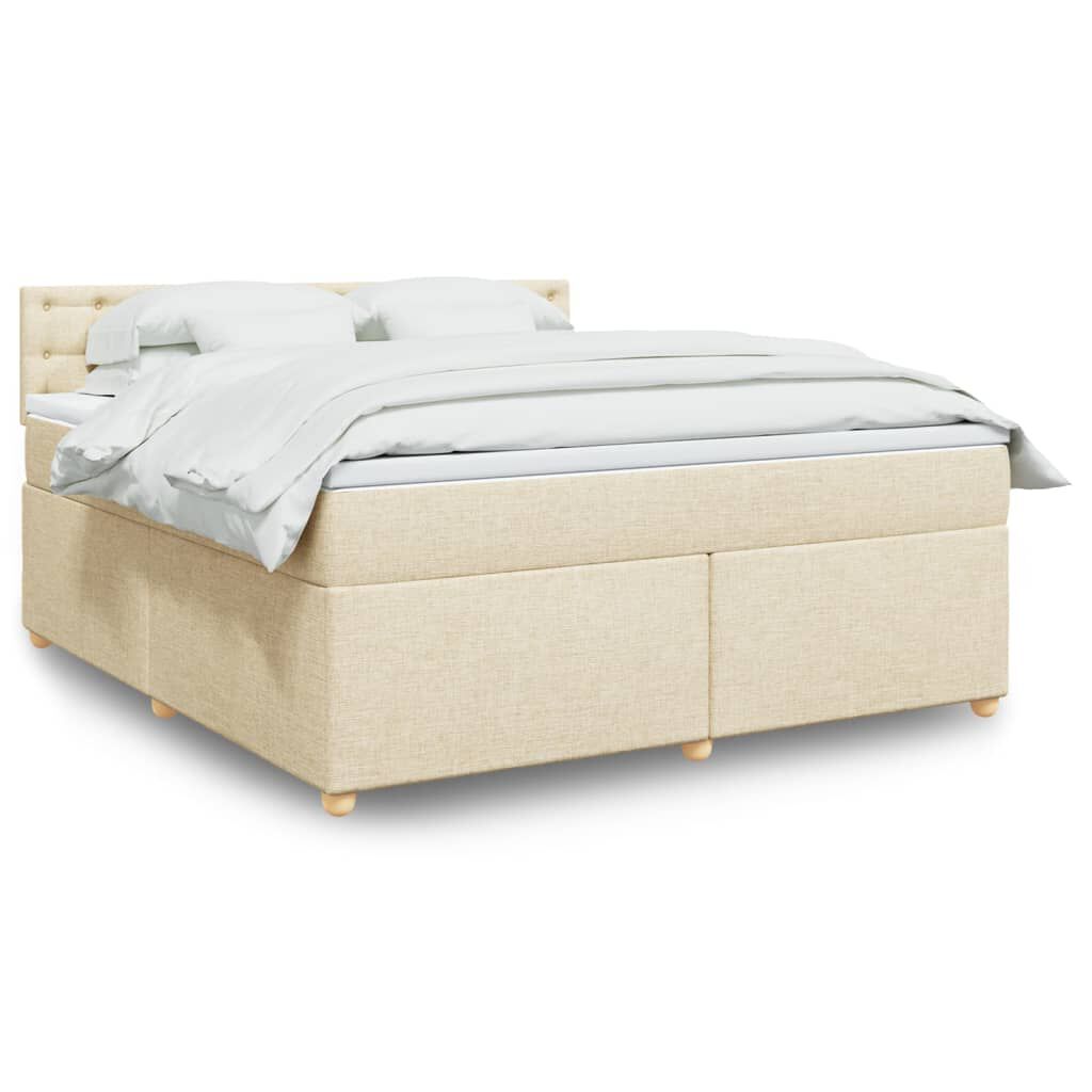 vidaXL Κρεβάτι Boxspring με Στρώμα Κρεμ 180x200 εκ. Υφασμάτινο