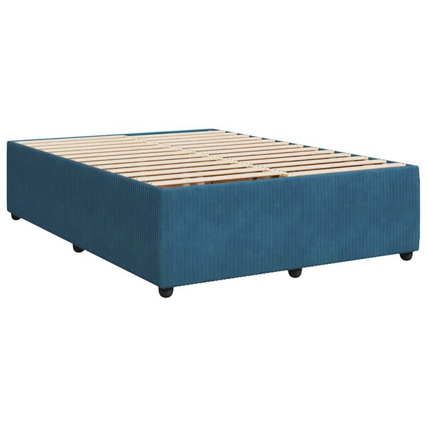 vidaXL Κρεβάτι Boxspring με Στρώμα Μπλε 140x200 εκ. Βελούδινο