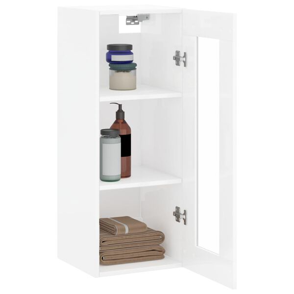 vidaXL Ντουλάπι Τοίχου Γυαλιστερό Λευκό 34,5 x 34 x 90 εκ.