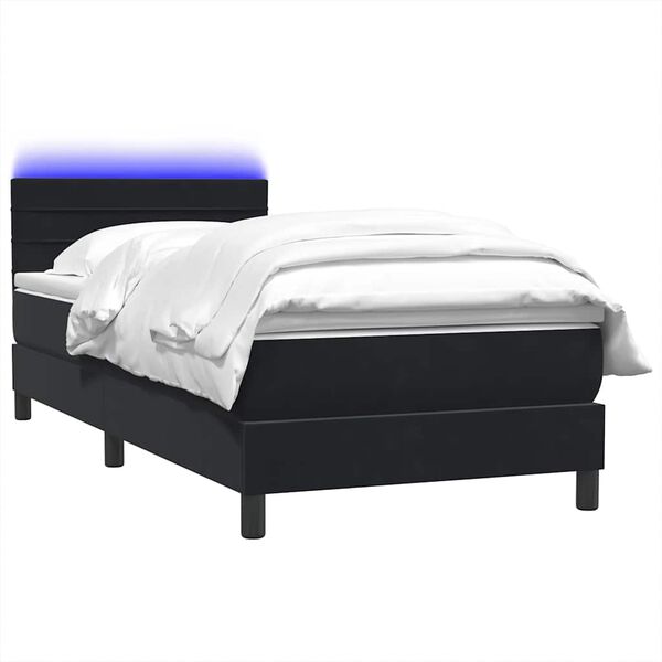 vidaXL &Kappa;&rho;&epsilon;&beta;ά&tau;&iota; Boxspring &mu;&epsilon; &Sigma;&tau;&rho;ώ&mu;&alpha; & LED &Mu;&alpha;ύ&rho;&omicron; 90x210 &epsilon;&kappa;. &Beta;&epsilon;&lambda;&omicron;ύ&delta;&iota;&nu;&omicron;