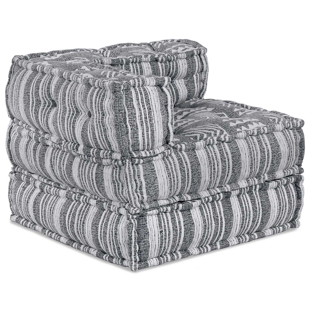 vidaXL Μοντέρνος Πούφ Σαλονιού 3 Θέσεων - Light Grey Fabric, Εύκολη Μετατροπή