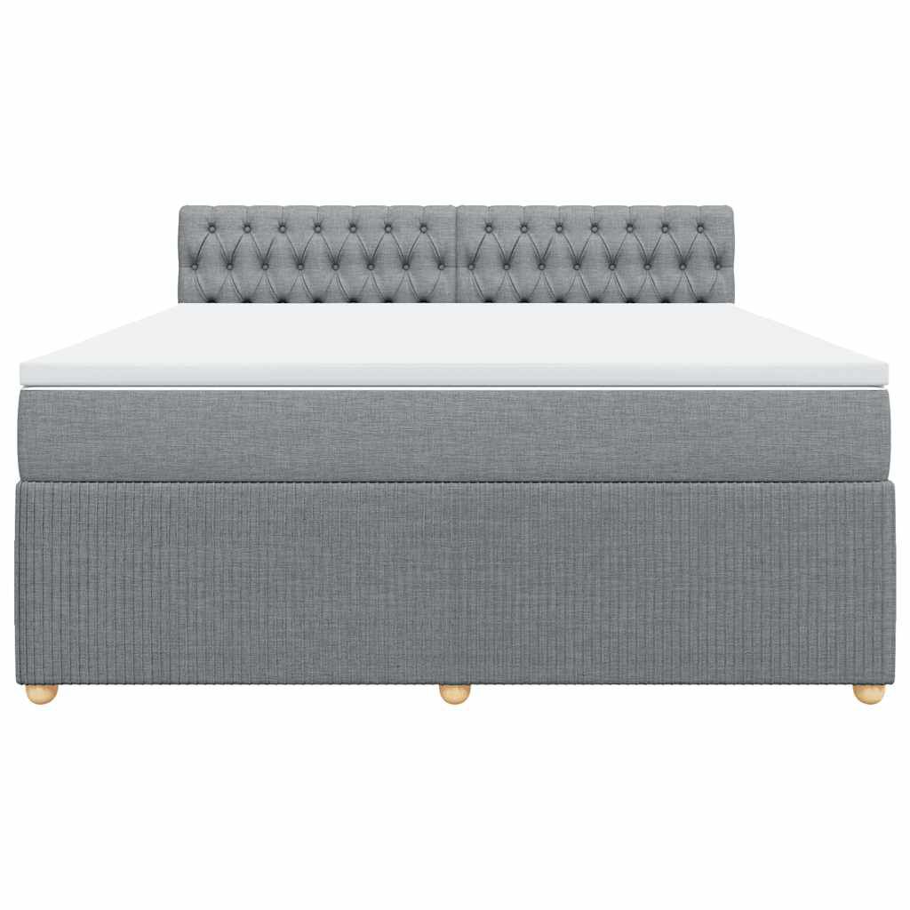vidaXL Κρεβάτι Boxspring με Στρώμα Ανοιχτό Γκρι 180x200 εκ. Υφασμάτινο