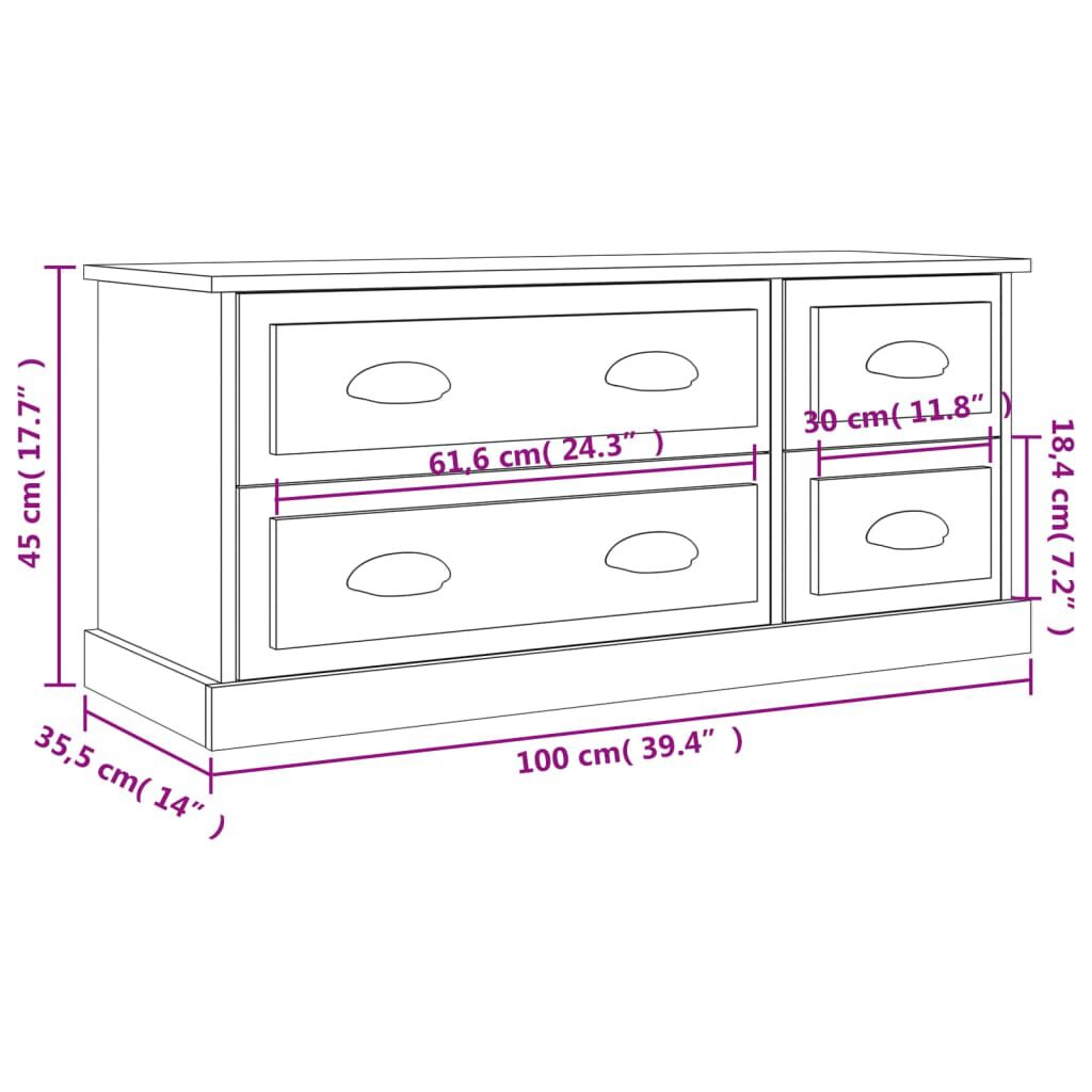 vidaXL Έπιπλο Τηλεόρασης Καπνιστή Δρυς 100 x 35,5 x 45 εκ. Επεξ. Ξύλο