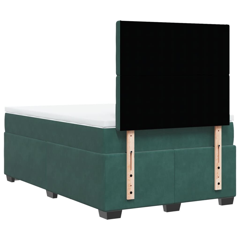 vidaXL Κρεβάτι Boxspring με Στρώμα Σκούρο Πράσινο 120x190εκ. Βελούδινο