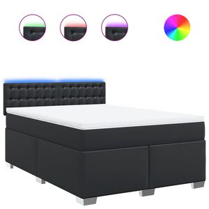vidaXL Κρεβάτι Boxspring με Στρώμα Μαύρο 140x190εκ.από Συνθετικό Δέρμα