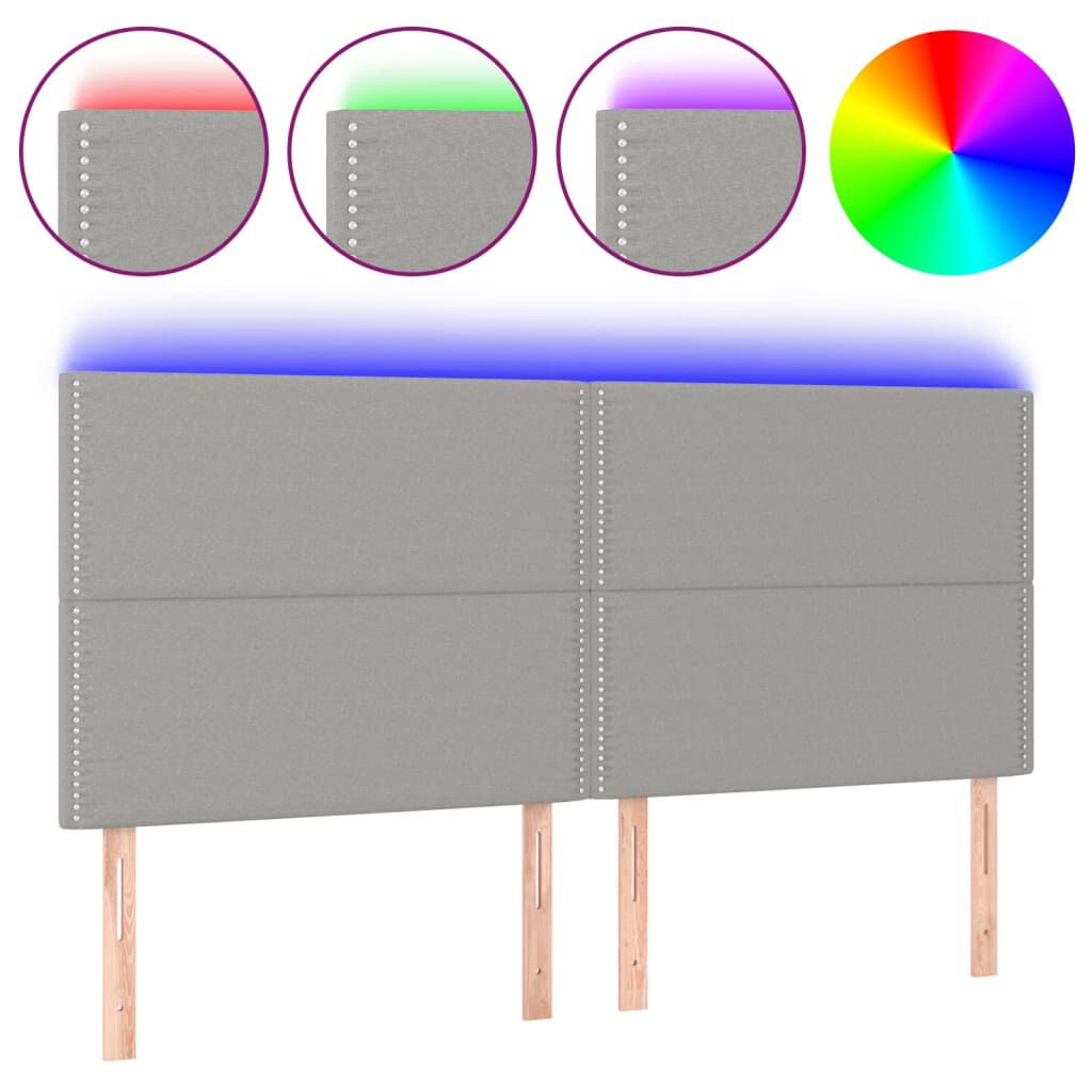 vidaXL Κεφαλάρι Κρεβατιού LED Ανοιχτό Γκρι 160x5x118/128εκ. Υφασμάτινο