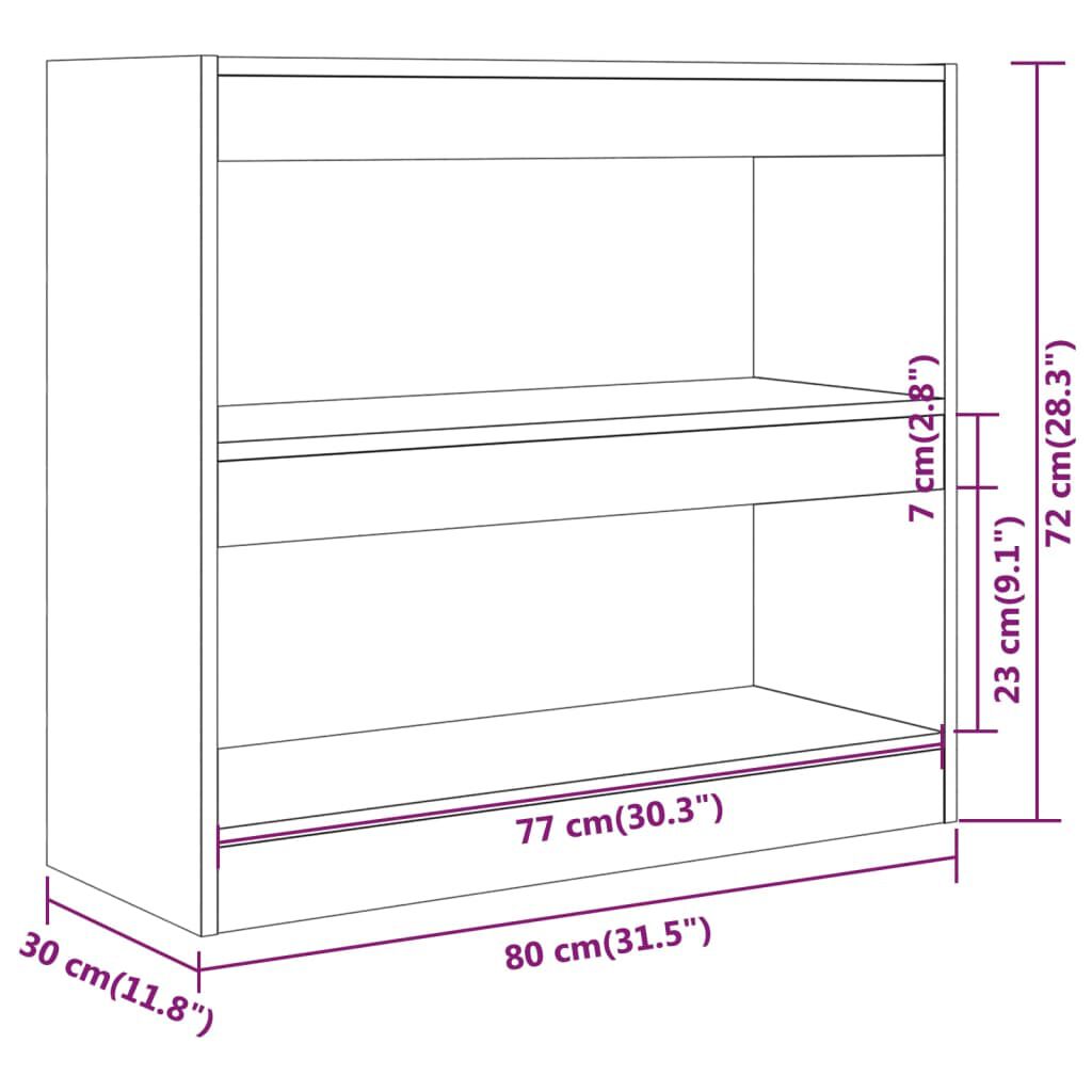 vidaXL Βιβλιοθήκη/Διαχωριστικό Χώρου Γκρι Sonoma 80 x 30 x 72 εκ.