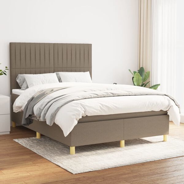 vidaXL &Kappa;&rho;&epsilon;&beta;ά&tau;&iota; Boxspring &mu;&epsilon; &Sigma;&tau;&rho;ώ&mu;&alpha; Taupe 140x200 &epsilon;&kappa;. &Upsilon;&phi;&alpha;&sigma;&mu;ά&tau;&iota;&nu;&omicron;