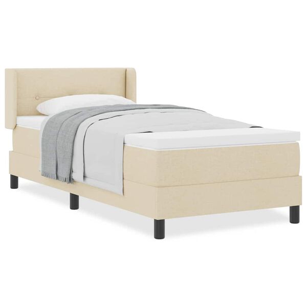 vidaXL Κρεβάτι box spring με στρώμα με στρώμα Κρεμ 90 x 200 cm
