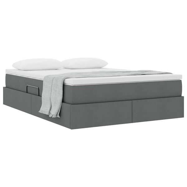 vidaXL Κρεβάτι με αποθηκευτικό χώρο και στρώμα με στρώμα Σκούρο Γκρι
