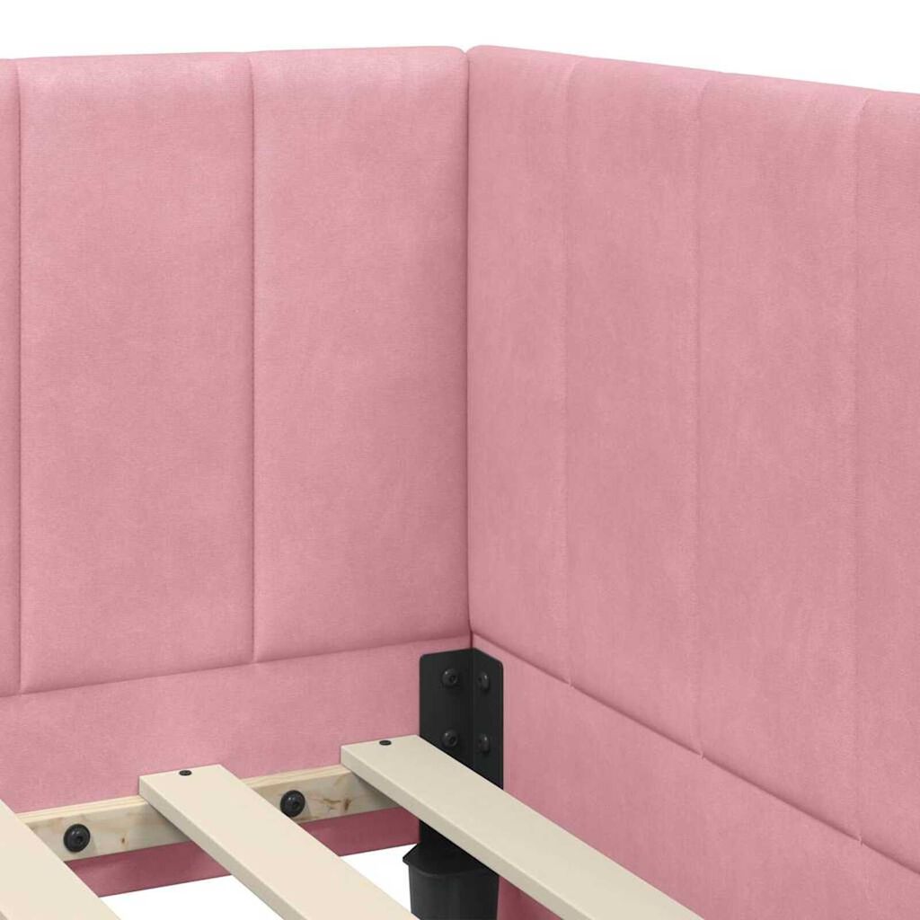 vidaXL Κρεβάτι Γωνίας με κεφαλάρι Ροζ 90 x 200 cm Βελούδο