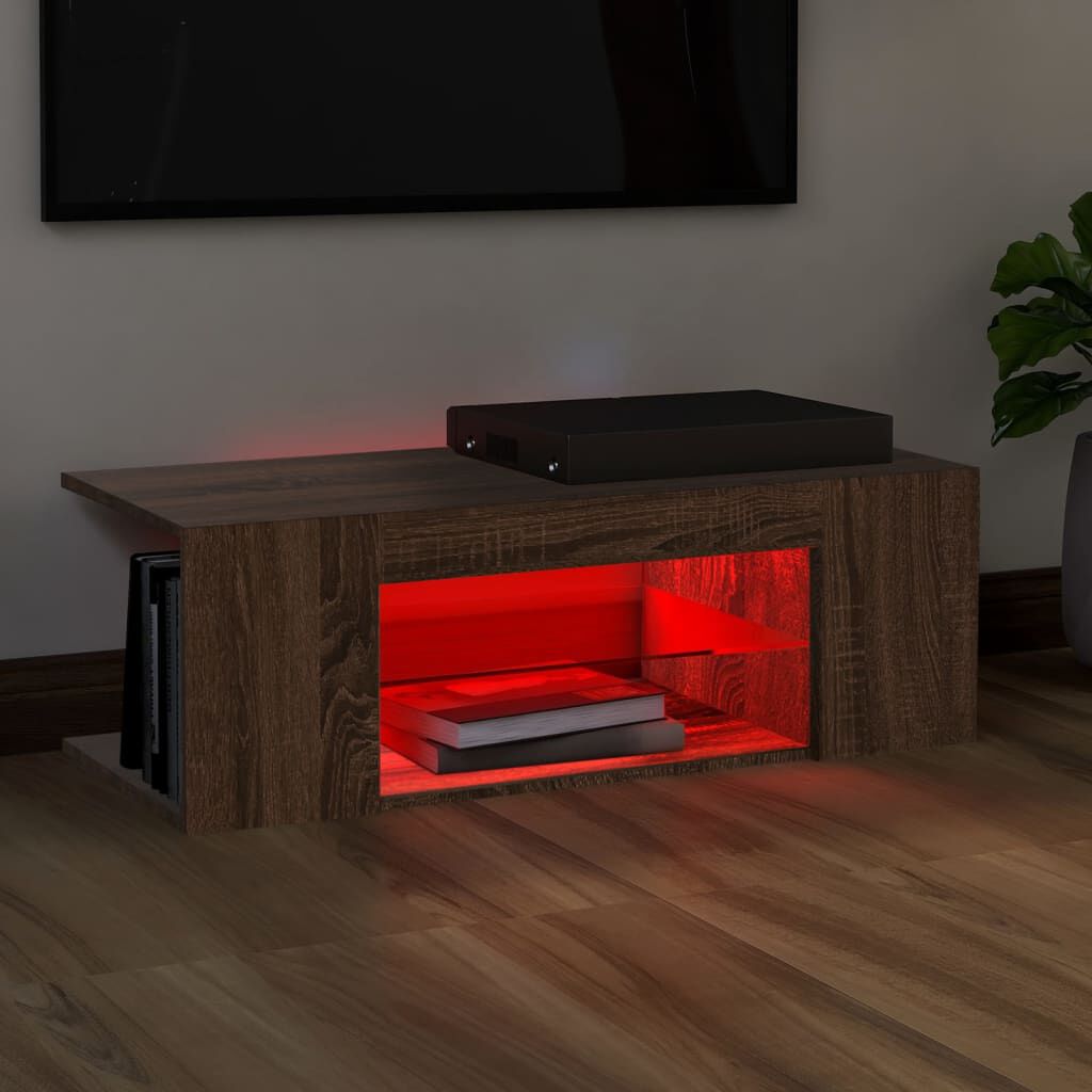 vidaXL Έπιπλο Τηλεόρασης με LED Καφέ Δρυς 90x39x30 εκ.