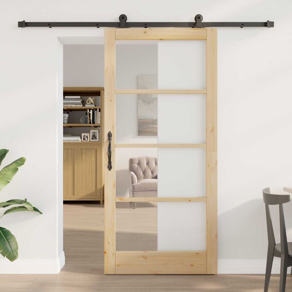 vidaXL Συρόμενη Πόρτα ORKDAL Καφέ 93 x 202 cm Ξύλο και μέταλλο