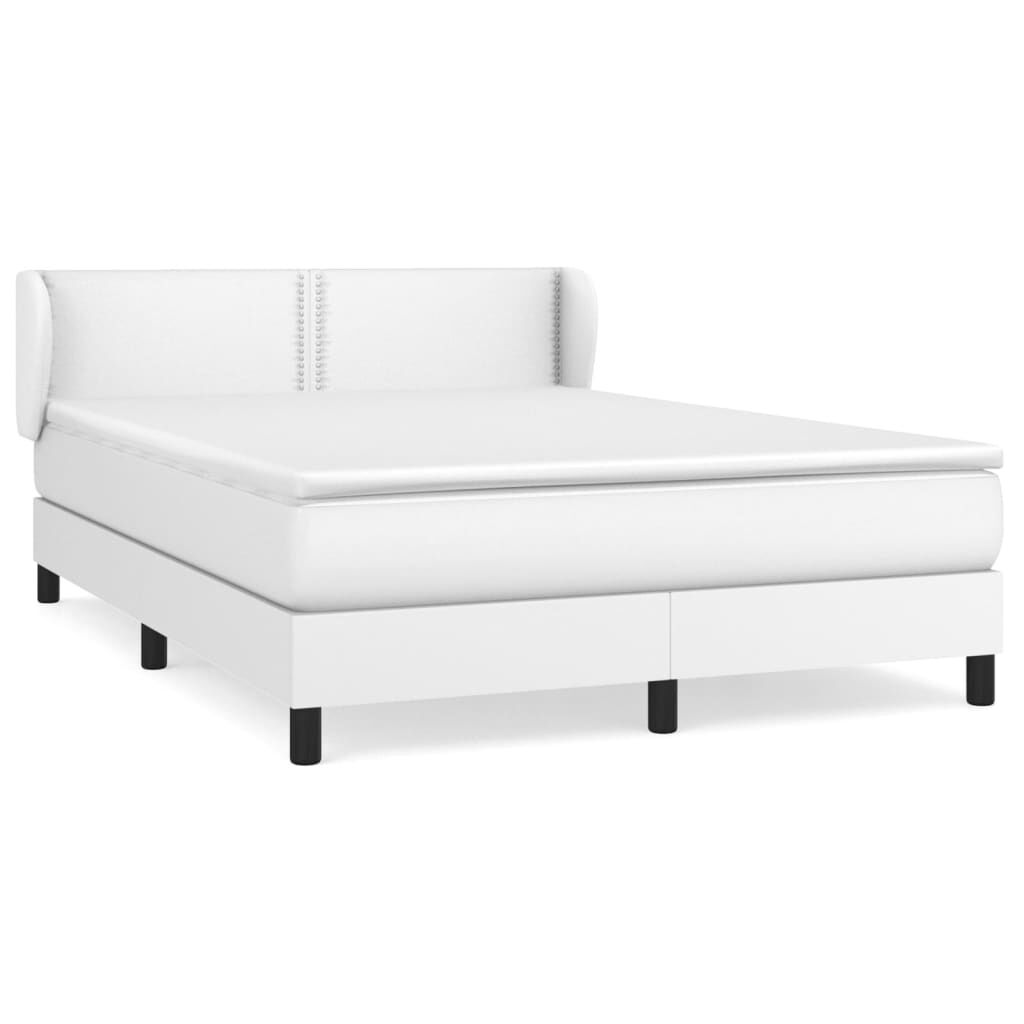 vidaXL Κρεβάτι Boxspring με Στρώμα Λευκό 140x190εκ.από Συνθετικό Δέρμα