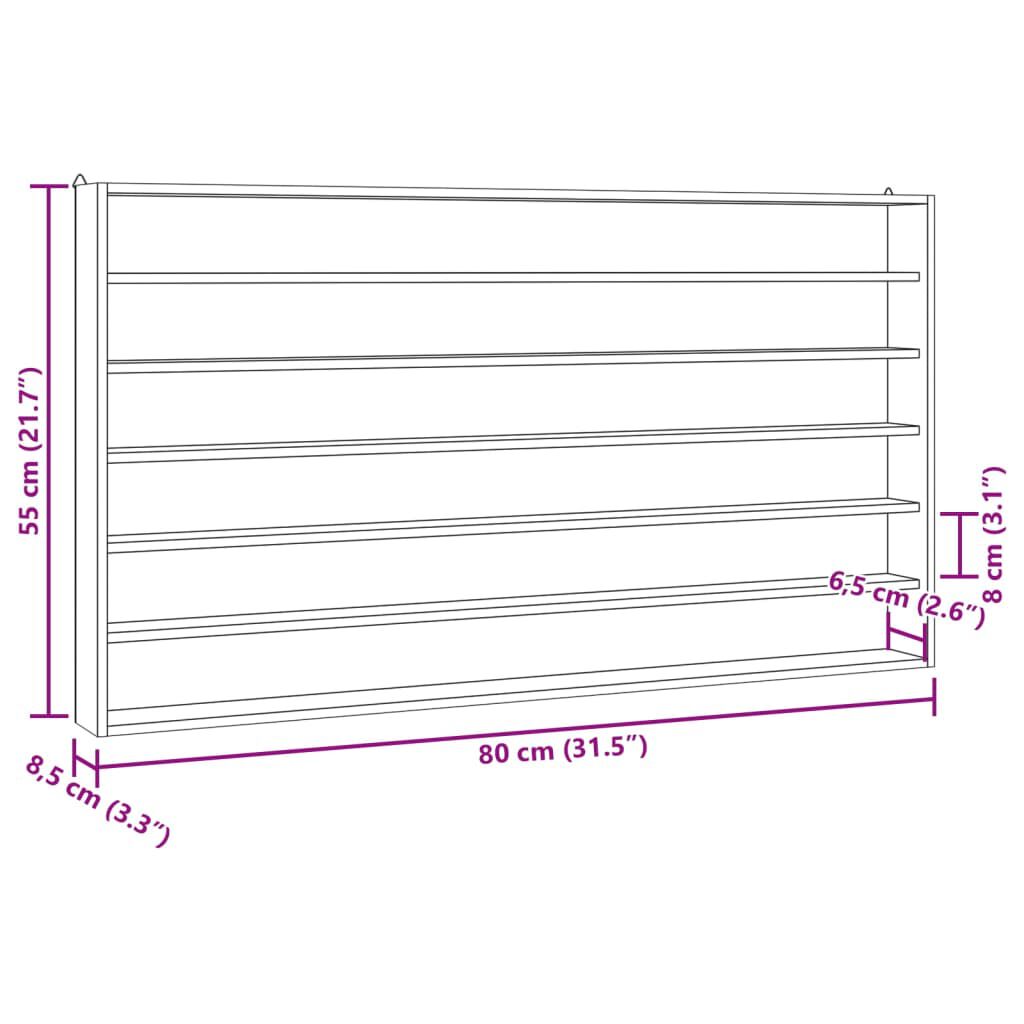 vidaXL Ξύλινη συλλεκτική προθήκη με 6 ράφια 80x8,5x55 εκ.
