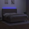 vidaXL &Kappa;&rho;&epsilon;&beta;ά&tau;&iota; Boxspring &mu;&epsilon; &Sigma;&tau;&rho;ώ&mu;&alpha; & LED Taupe 160x200 &epsilon;&kappa;. &Upsilon;&phi;&alpha;&sigma;&mu;ά&tau;&iota;&nu;&omicron;