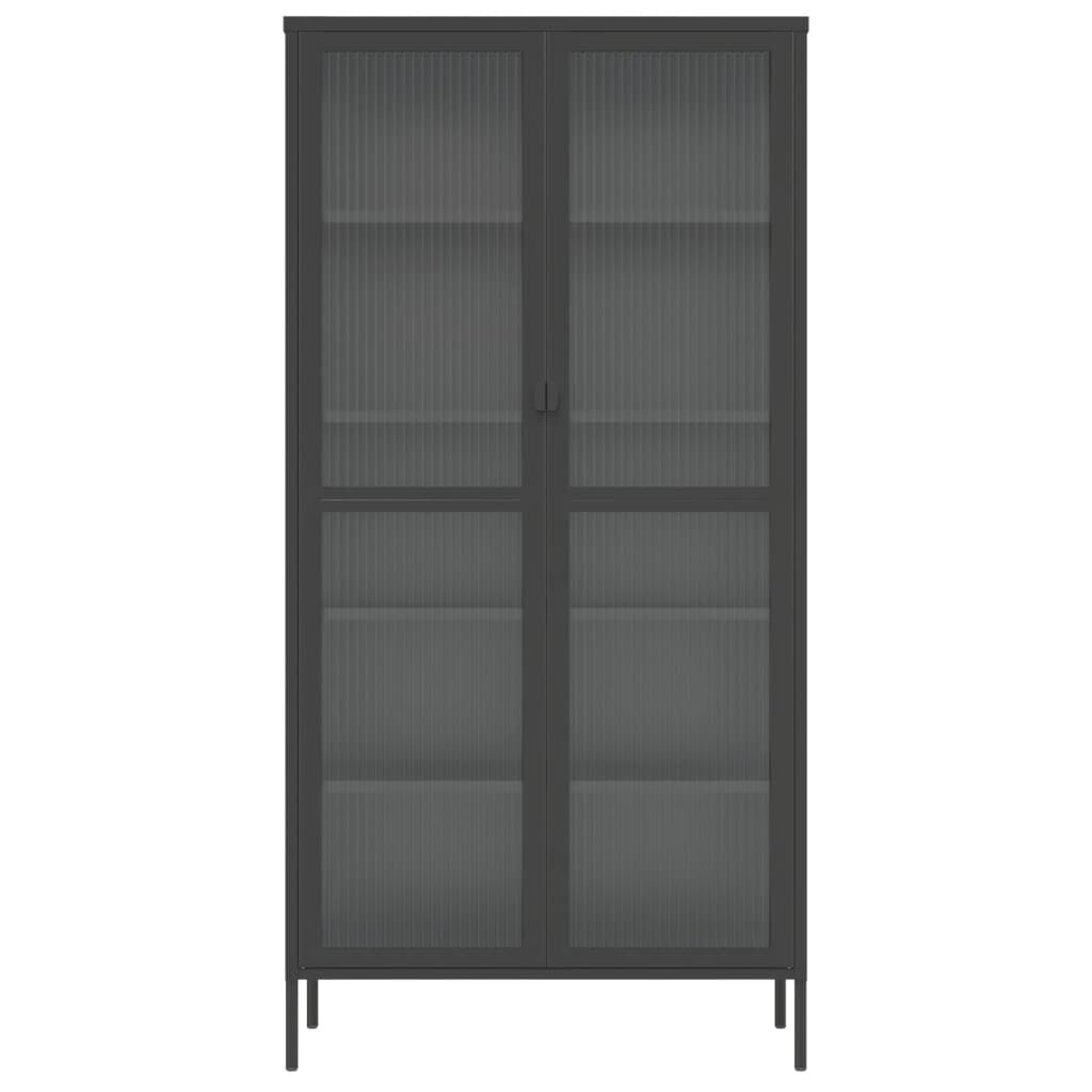 vidaXL Ψηλό Ντουλάπι Μαύρο 85 x 40 x 180 εκ. από Γυαλί και Ατσάλι
