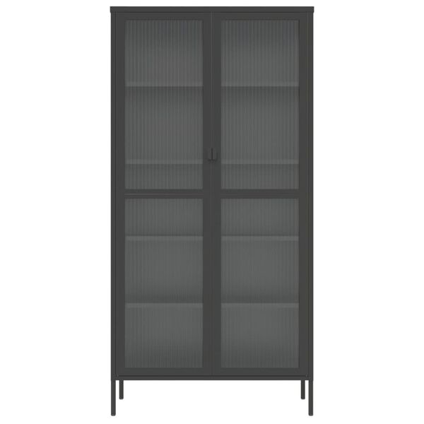 vidaXL Ψηλό Ντουλάπι Μαύρο 85 x 40 x 180 εκ. από Γυαλί και Ατσάλι